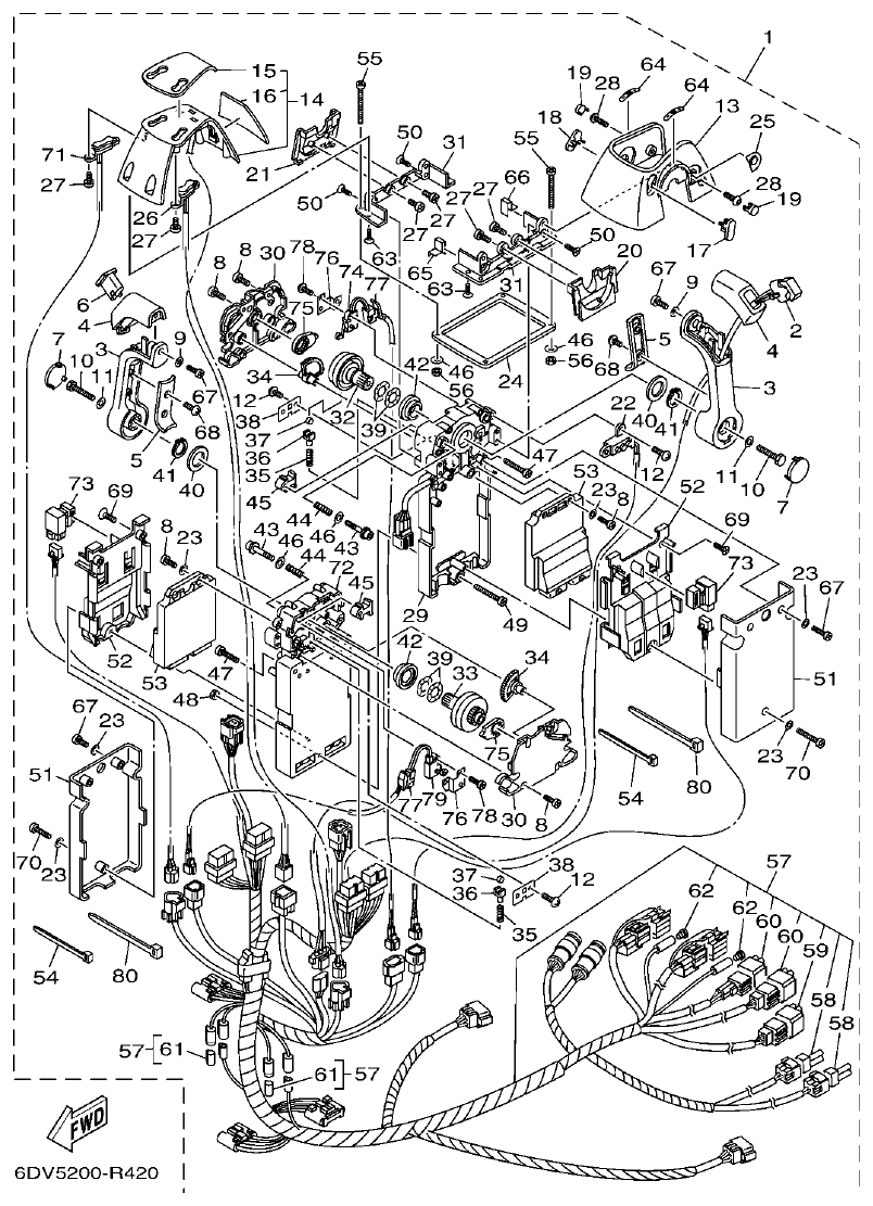 Yamaha F350AET, FL350AET DBW REMOTE CONTROL 2 (TWIN) parts diagram